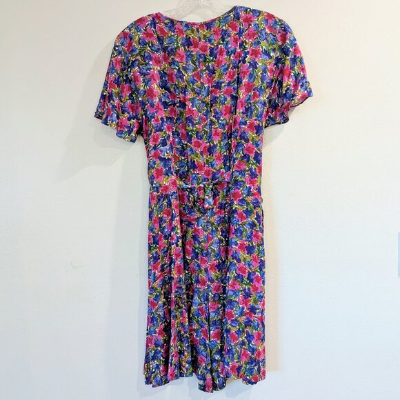 VINTAGE Nwt Floral Romper L Button Front Lace-Up Sides Flutter Sleeves Tie Back - Picture 12 of 13